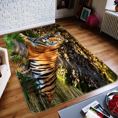 3D Forest Riverside Tiger C24 Animal Non Slip Rug Mat Elegant Photo Carpet Zoe