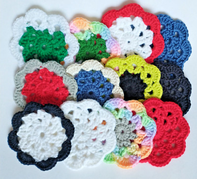Set of 12 handmade Crochet Coasters in Varying Colors