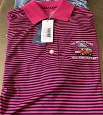 Cutter & Buck Men’s Short Sleeve Golf Polo, Size Small, Pink & Navy, Tagless,NWT