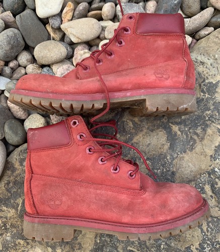 Timberland rote Wildlederstiefel. Größe: 5. Grober Zustand