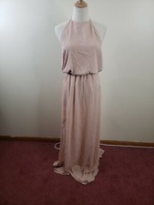 Show Me Your MuMu Sz L Heather Halter Maxi Dress In Dusty Blush Crisp 