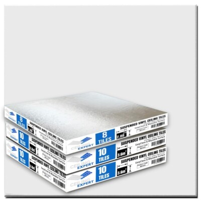 10m2 Hängedecke Vinyl abwischbar 595x595 EasyClean 600x600mm 28 Fliesen Pack 