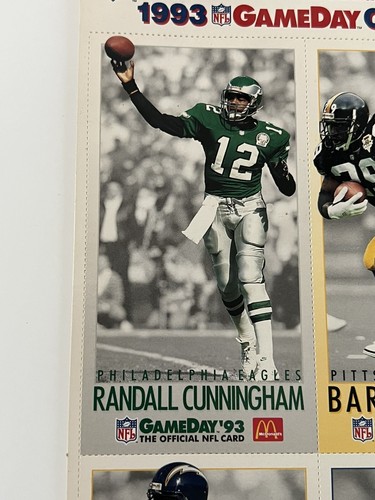 1993 McDonalds Edizione Limitata NFL GameDay Collector Cards Foglio C 3 di 3 Non Tagliato - Foto 3 di 10
