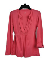 NWT Ann Taylor LOFT Salmon Pink striped Tunic style women's Top