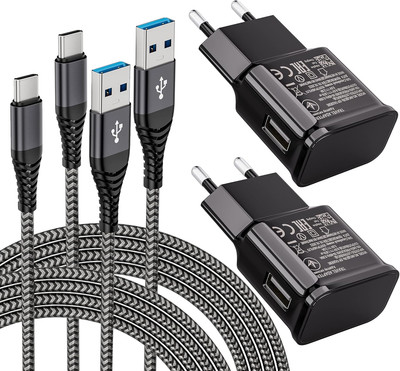 2-Pack Ladegerät Mit USB C Nylon Type C Kabel 2M Schnellladekabel Kompatibel Mit