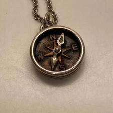 James Avery Retired Sterling / Bronze Point The Way 3D Compass Necklace