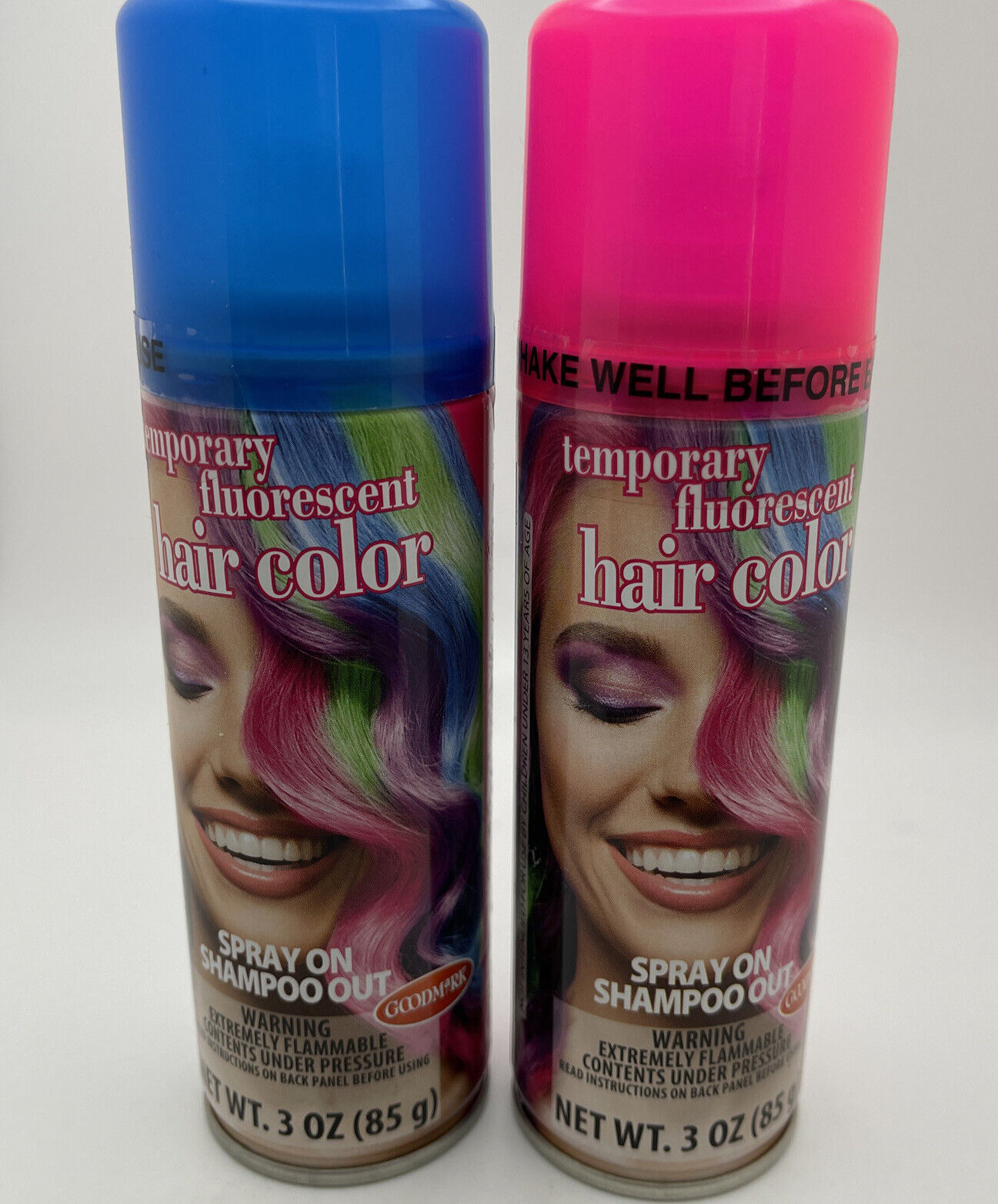 Goodmark Temporary Fluorescent Hair Color, 3 oz, 2 Pack, Pink & Blue  73895500566 | eBay