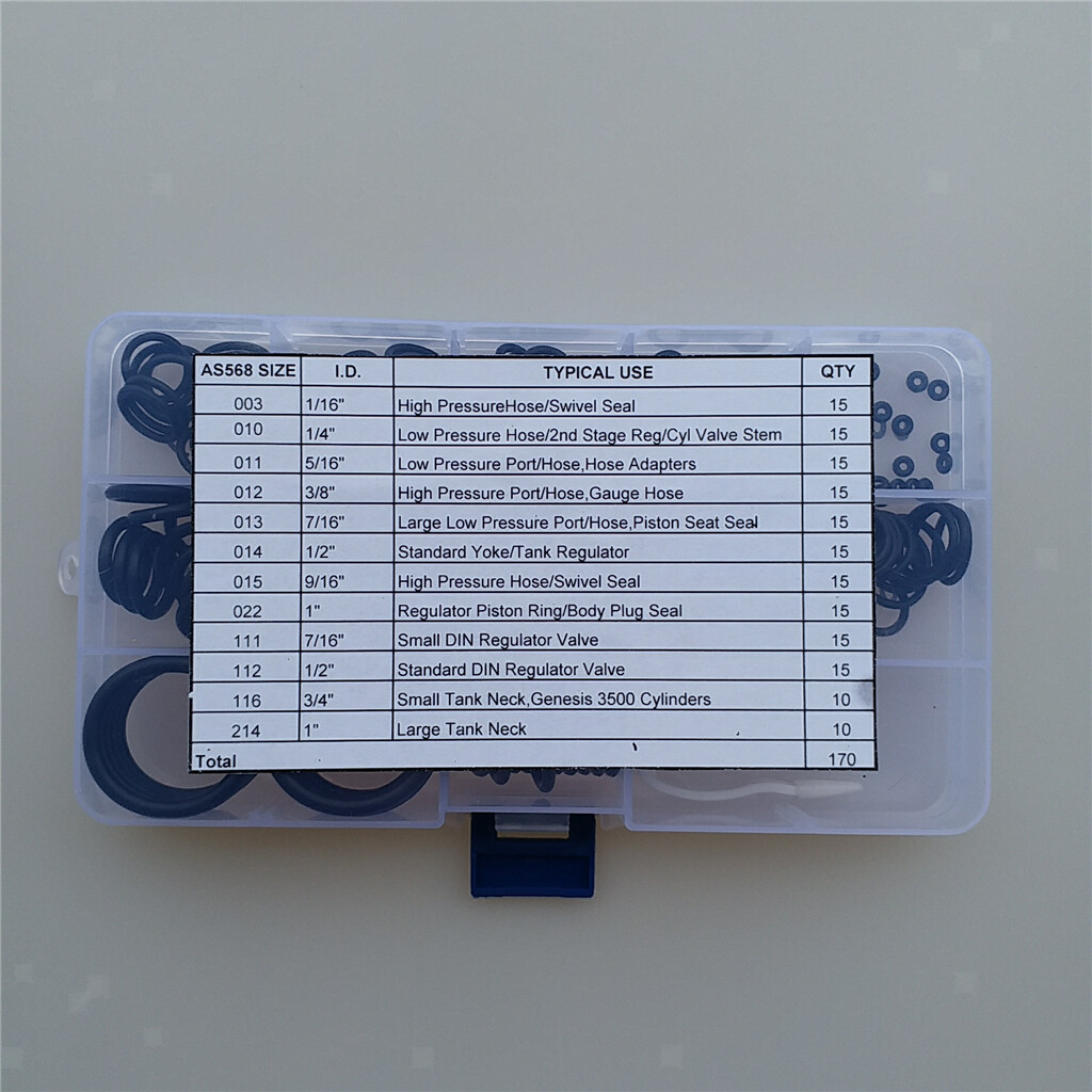 170Pcs Scuba Diving ORing Kit Dive Hoses Rings & Tool 12 Sizes 70