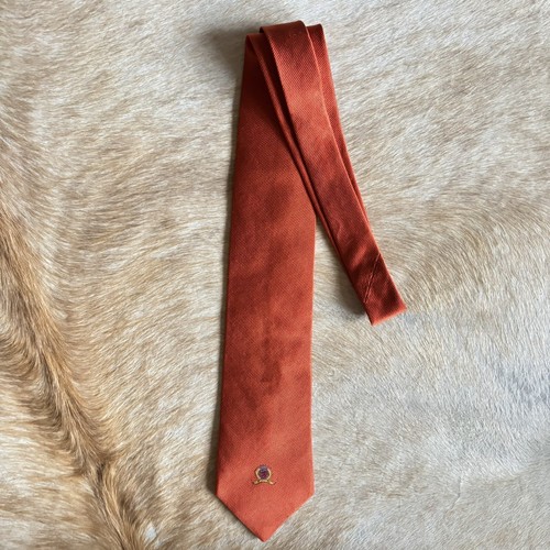 Vintage Tommy Hilfiger Silk Neck Tie Orange Repp Crest Logo Preppy 90s Y2K - Picture 3 of 12