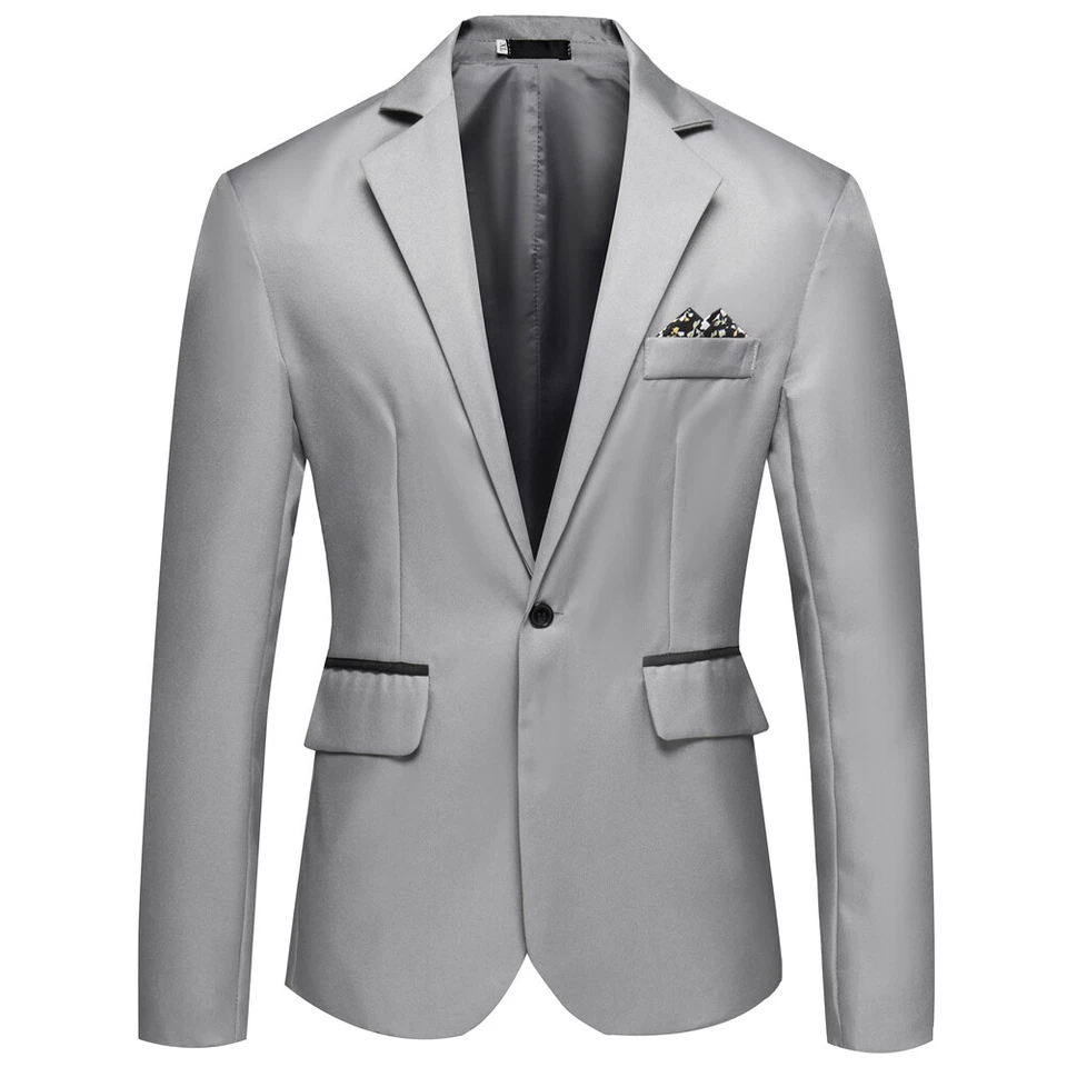 Chaqueta de Esmoquin Para Hombre Solapa Muescada Un Botón Traje Blazer para Cena Boda Baile de graduación Foto 4 de 4