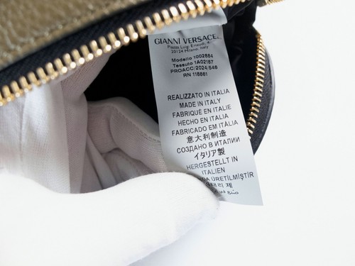 Borsa cintura VERSACE La Medusa verde oliva pelle granulosa autentica designer nuova con etichette - Foto 10 di 11