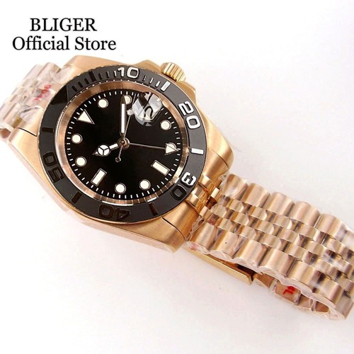 Orologio subacqueo automatico 200M Impermeabile 40mm Oro Rosa NH34 GMT da uomo luminoso - Foto 29 di 42