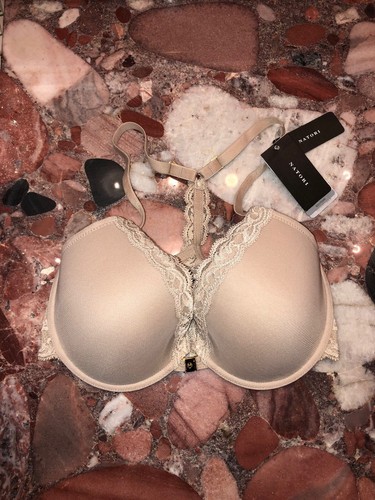 Natori Cafe Ayame Feathers Lace Beige Front Close T-Back UW Bra Womens 32DD Nwt - Picture 5 of 6