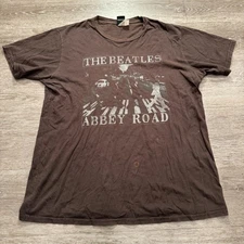 Vintage Junk Food The Beatles Adult Large Abbey Road Brown Tee Graphic Casual
