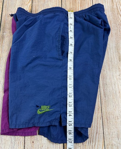 Pantalones Cortos De Colección Años 90 Nike Colorblock Nylon Púrpura Azul Talla Juvenil Grande 14/16 - Imagen 9 de 9