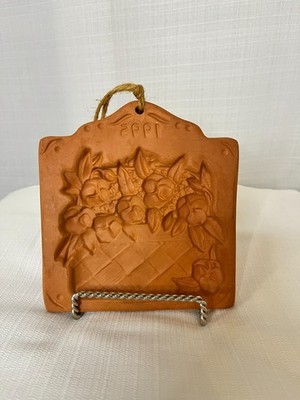Cotton Press 1995 Ltd Ed Cookie Mold EPPI Floral Basket Terra Cotta Cottage Core