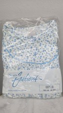 Vintage Sears Ruffle Collar Nightgown NEW Blue Floral Size XL 38-40