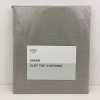 M&S Sheer Slot Top Curtains Size W140 cm x L200 cm Stone New