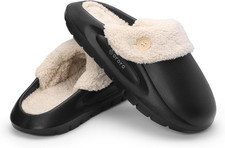 Women Men Fur Lined Garden Slip-On, Waterproof Slippers Fur Lined Clogs Winter G