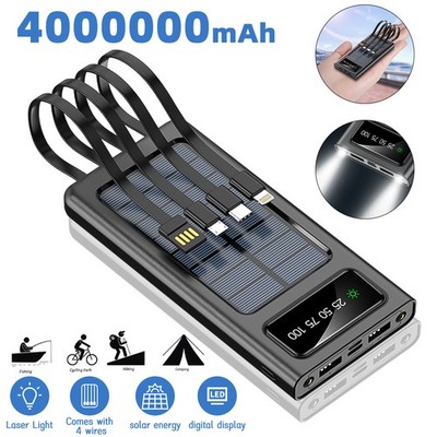 2025 Super 40000mAh 4-USB Portable Charger Solar Power Bank for Cell Phone US