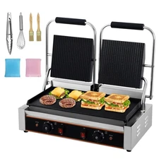 Commercial Panini Press Grilll Countertop Electric Sandwich Maker 19"x 9" 120V