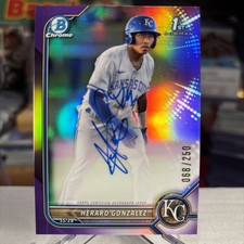 Herard Gonzalez 2022 Bowman 1st Chrome Purple Refractor AUTO RC SSP /250 ⭐️MINT