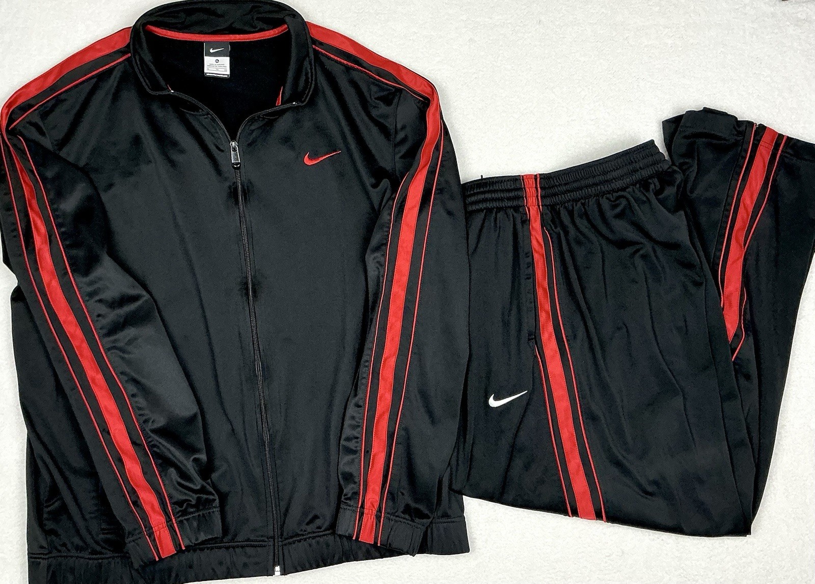 Nike Basketball Black Red Striped 2 Piece Warm-Up Track Suit Mens XL/L