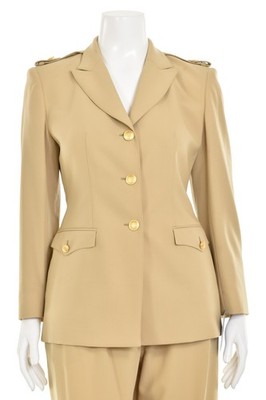 Vintage ESCADA 2Pc Camel 100% Wool Jacket/Blazer & Pantsuit Suit Set sz 10/12 US