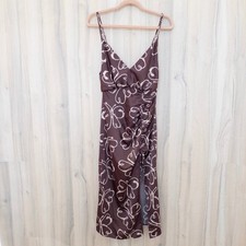 Urban Outfitters Womens Slip Dress Size XS Brown Ruched Midi Butterfly Y2K Party