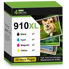 4PACK 910XL Ink Combo W/Chip for HP OfficeJet Pro 8010 8020 8022 8025 8028 8030