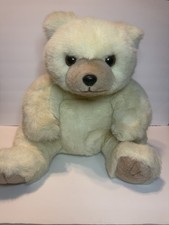 White/Beige Plush Teddy Bear Stuffed Animal w/ Black Eyes, Single Unit