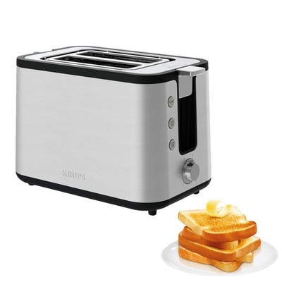 KRUPS KH442 Premium Control Line Toaster Edelstahl/Schwarz (850 Watt, Schlitze: