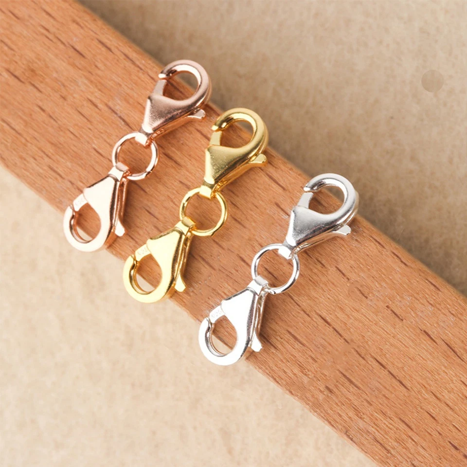 Double Lobster Clasp - Connector - Solid 925 Sterling Silver-Gold & Rose Plated - Image 2 of 4