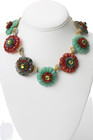 Seaman Schepps x Bettina's Flowers 18K Gold Multistone Carved Flower Necklace — photo 1