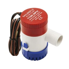 12V Bilge Pump-1100 GPH 1-1/8 Inch(29mm) Outlet, Non-Automatic Red-1100gph 