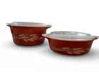 2  Vintage Pyrex# 471B & 473B Autumn Harvest Wheat Casseroles With Lid