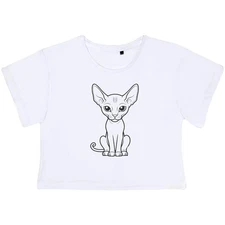 'Sphynx Cat' Women's Cotton Crop Tops (CO050257)