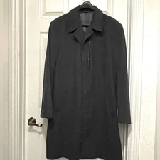 LONDON FOG Men’s Charcoal Gray Check Wool Blend Overcoat 42R - LF19184 - NWT