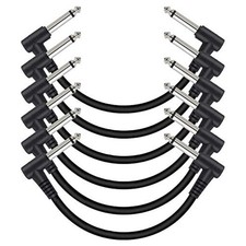 3 or 6 Pack 6 Inch Guitar Patch Cables, 1/4 Inch TS Right Angle Flat Patch Cable