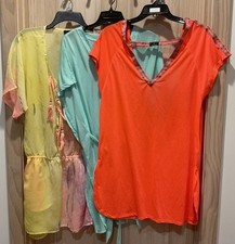 Atmosphere Lot of 3 Beach Bathing Suit Cover Up S Orange Aqua Yellow Pre-Owned