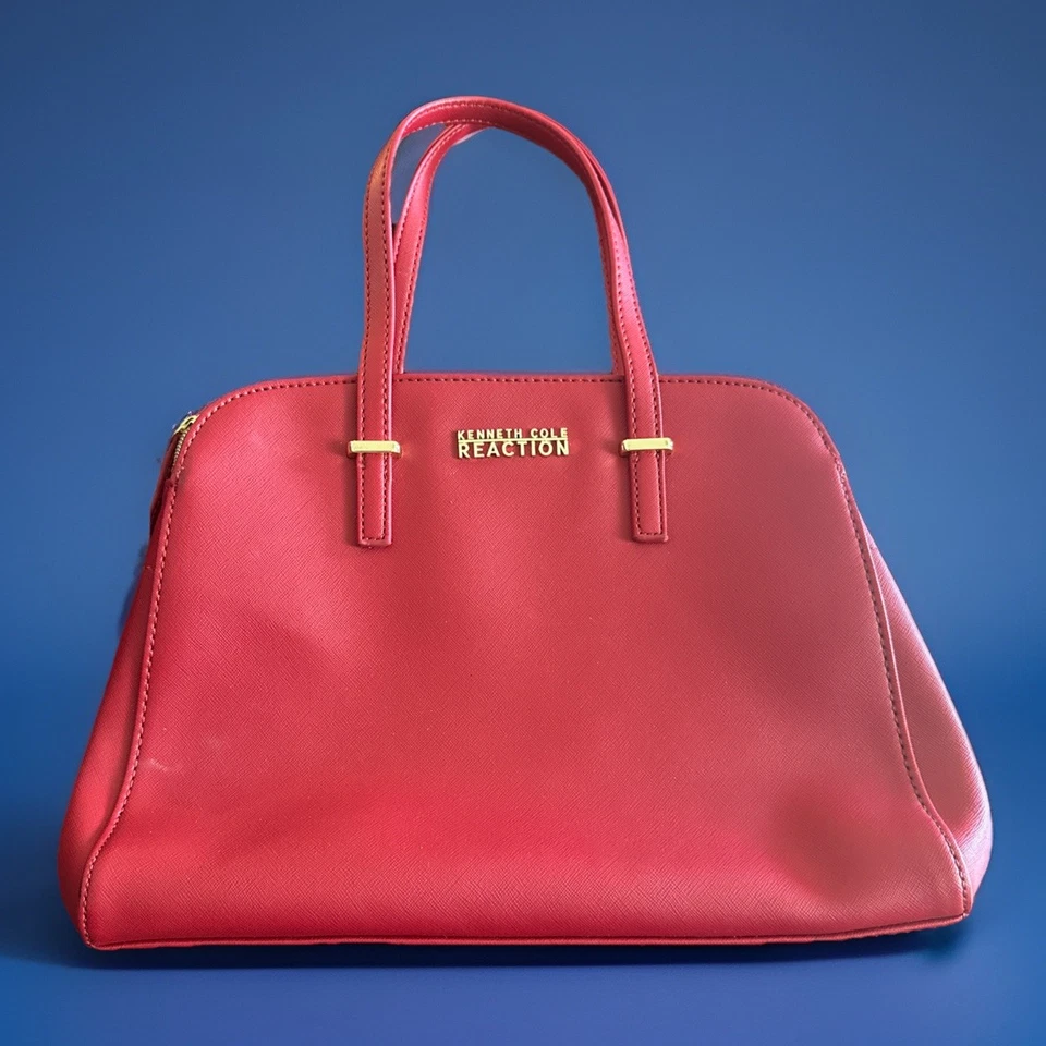 Bolso de Mano Kenneth Cole Reaction Rojo Nunca Llevado, 3 Compartimentos con Cremallera, Bonito Foto 2 de 4