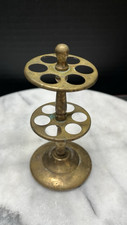 Vtg Brass 5" Two  Tier Free Standing Toothbrush Trinket Holder Bathroom Vanity