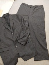 Traje Calvin Klein Para Hombres 40 Regular Gris Rayas 2 Piezas Lana 34x30 Chaqueta Pantalones