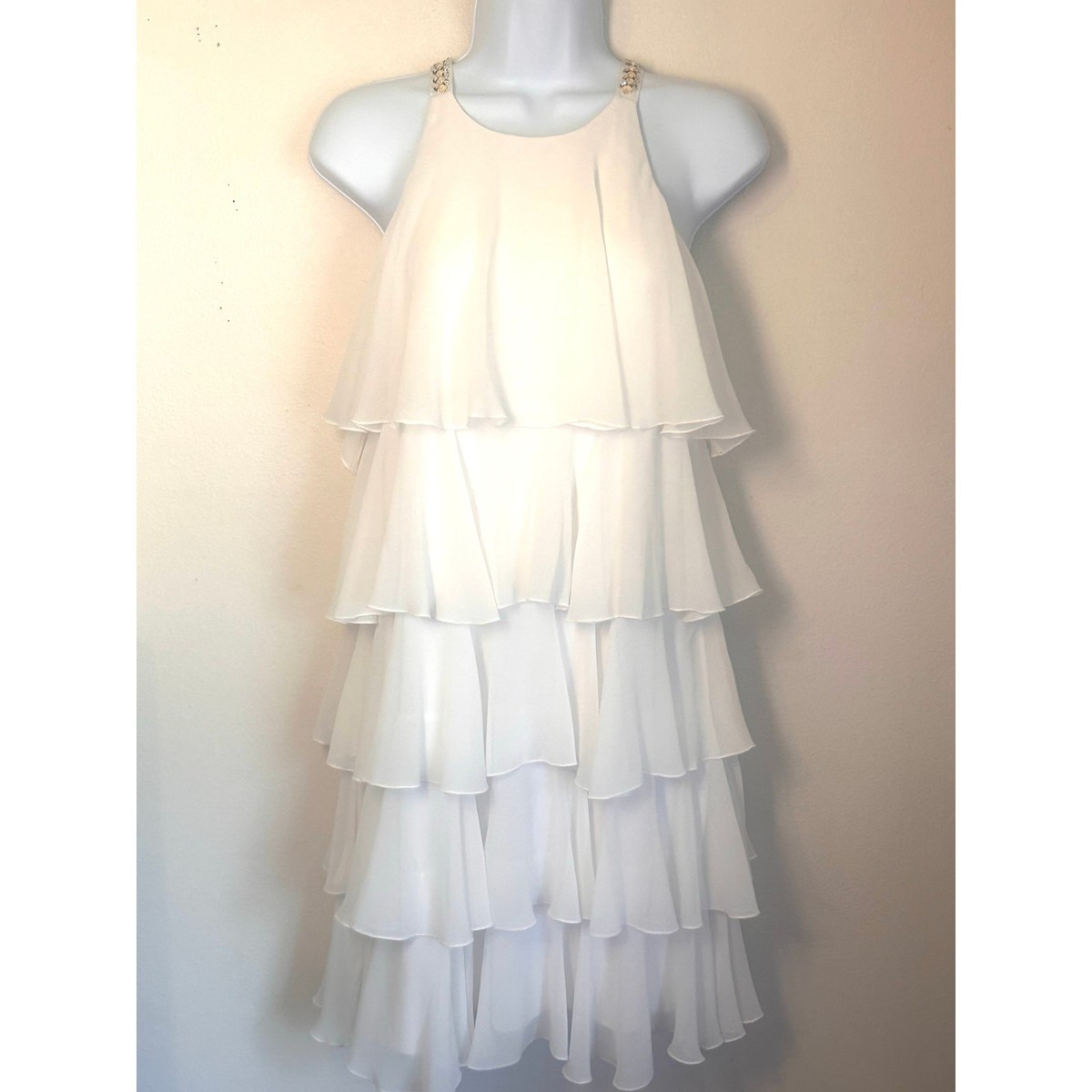 white chiffon tiered dress WHITE CHIFFON LAYERED DRESS | CULT MIA