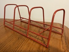 Vtg RED Rubber Coated Wire Kitchen Dish Plate Rack Organizer Store Display