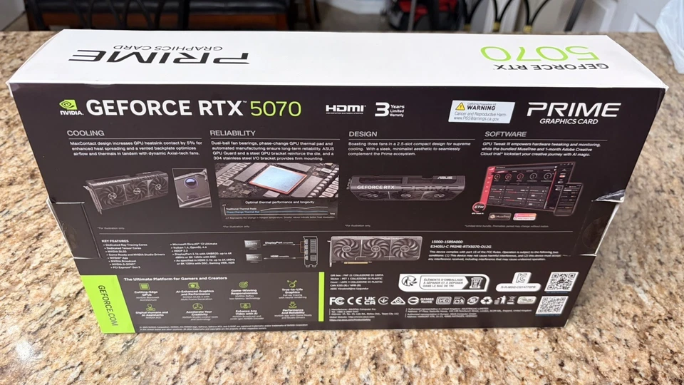 Caja abierta - Tarjeta de gráficos ASUS Prime NVIDIA GeForce RTX 5070 OC 12GB GDDR7 Foto 3 de 4