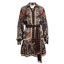 FARM RIOBlack Classic Garden Long Sleeve Mini-Dress