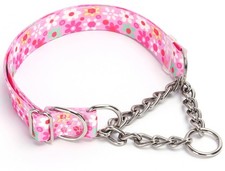 Martingale Dog Collar with Steel Chain- No Pull Escape-Proof Training Choker ...
