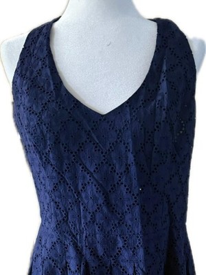 Lilly Pulitzer Ross Halter Dress True Navy Charleston Eyelet Size 14 | eBay