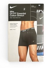 NWT Nike 3 Pack Dri FIT Essential Cotton Stretch Trunk Light Blue/Grey/Bk M